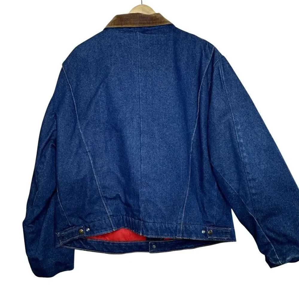 KEY Vintage Denim Quilted Trucker Coat Size 50 Big 2 XL